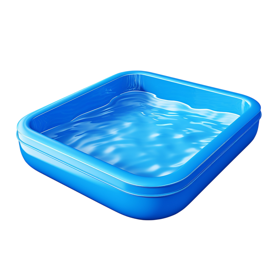 Small blue inflatable pool filled clear water png