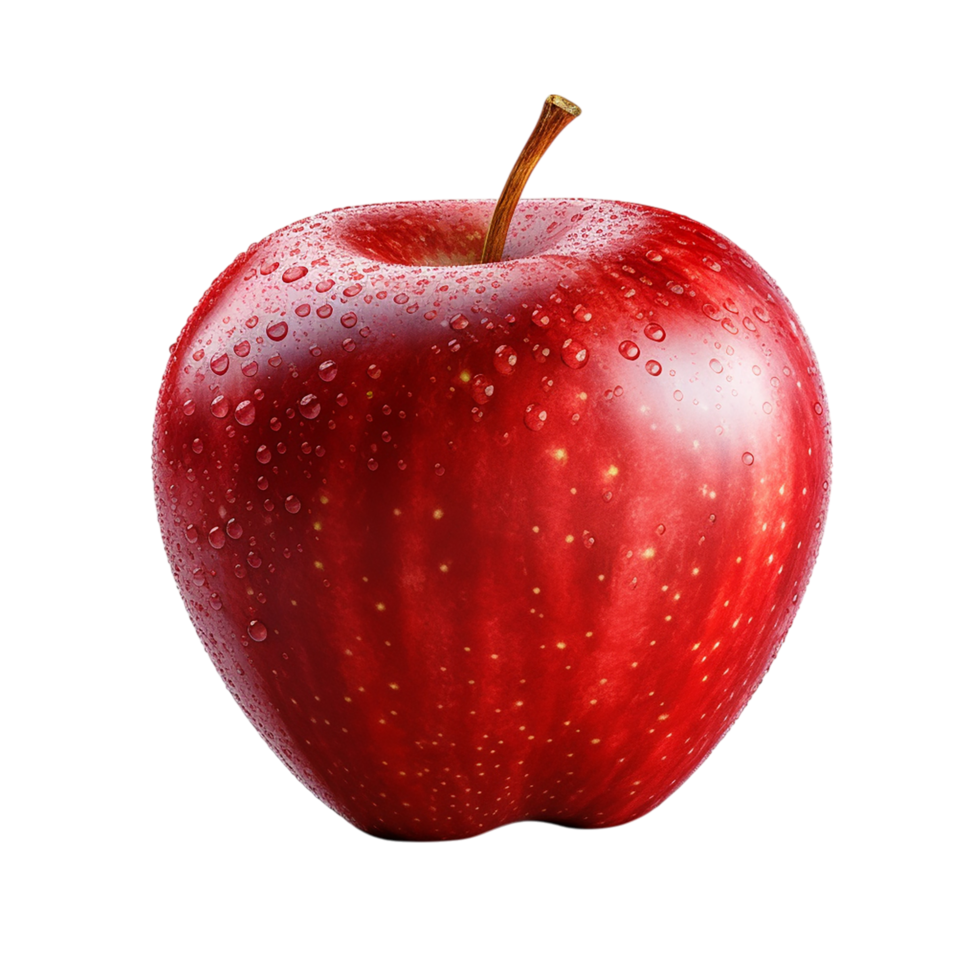 Shiny red apple tiny water droplets on its surface png