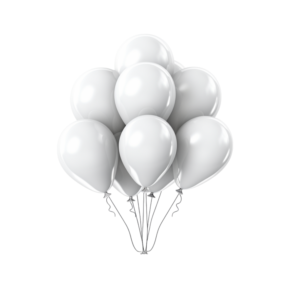 Cluster of white balloons floating together a appearance against a plain png