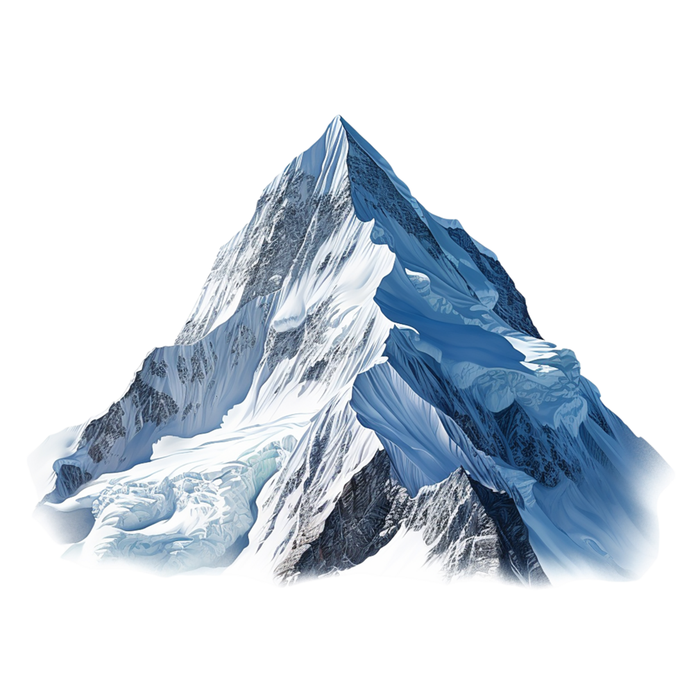Majestic snow capped mountain peak towering above the surrounding lscape png