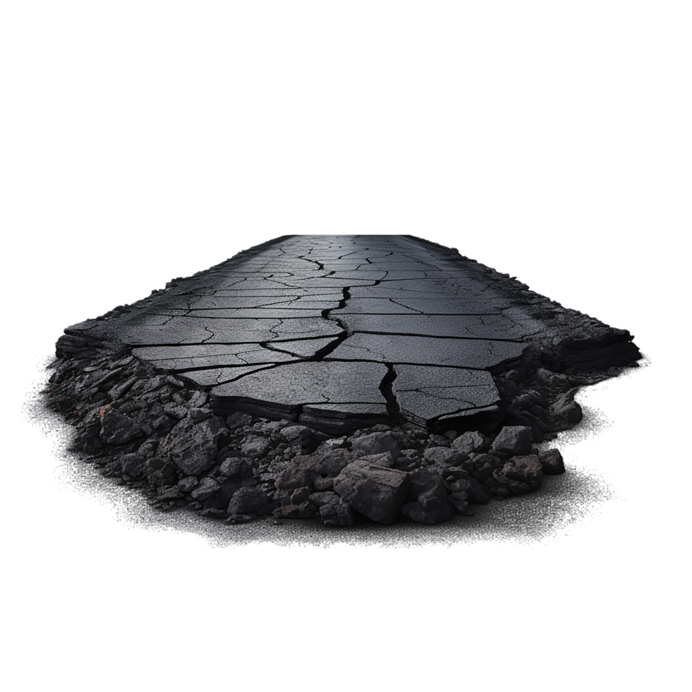 Cracked broken asphalt piece jagged edges a rough texture png