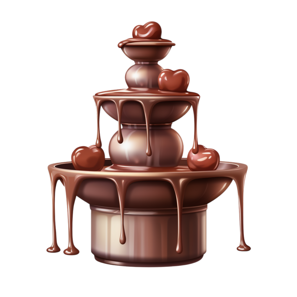 Multitiered chocolate fountain dripping chocolate png