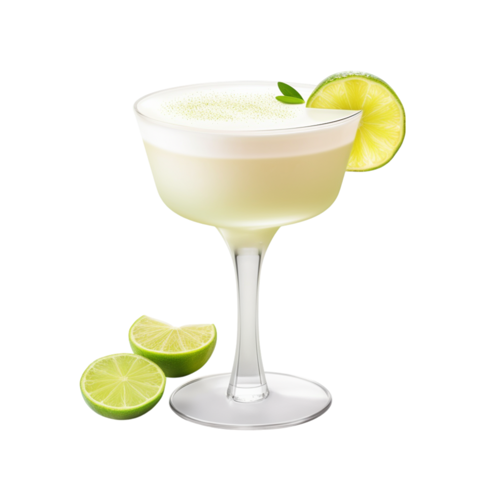Margarita cocktail in a glass lime garnish png