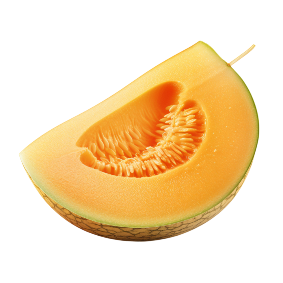 Large slice of cantaloupe seeds still intact showing its color natural texture png