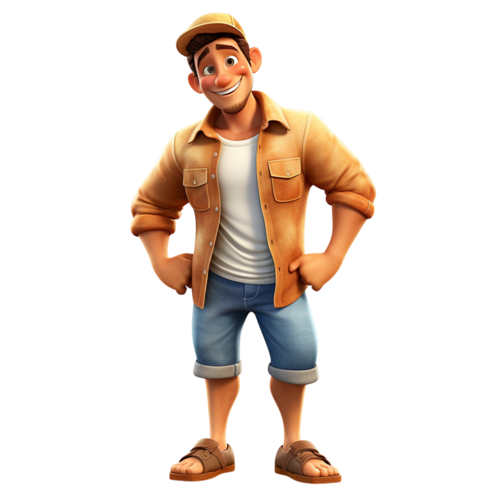 Man wearing a cap casual outfit sting hs on hips png