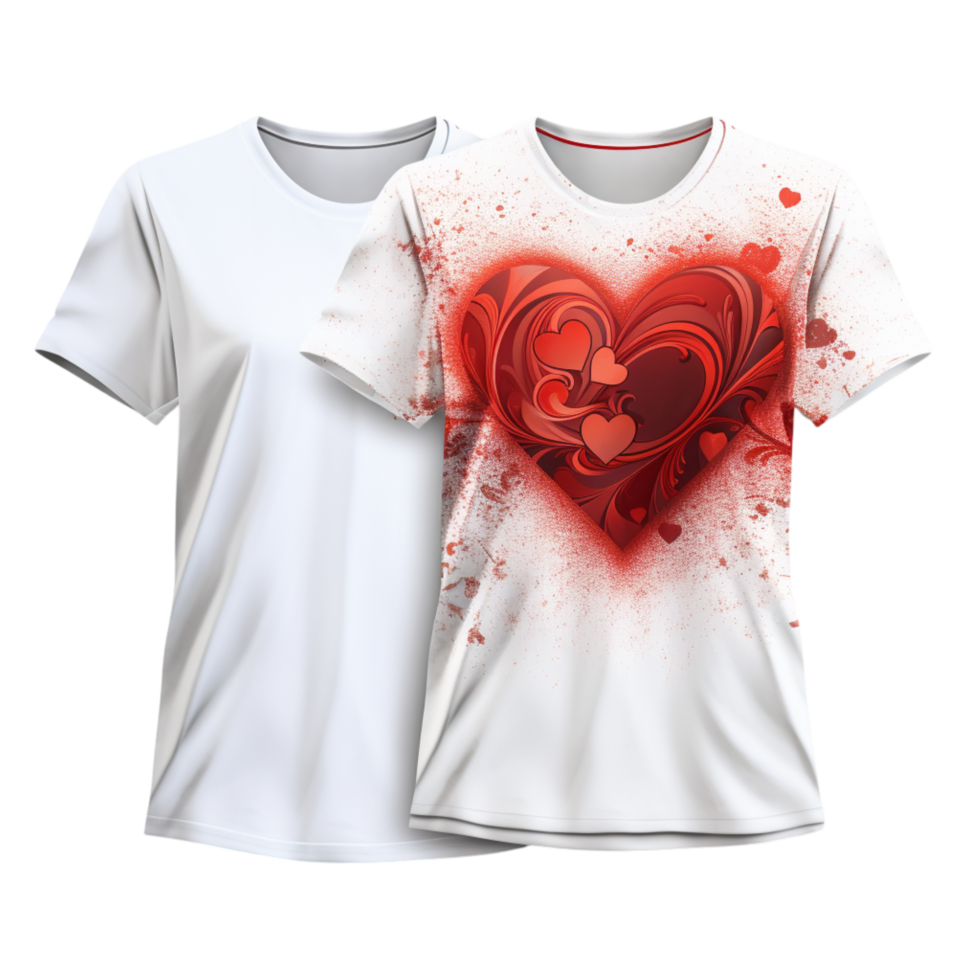 White couple Tshirts a bleeding red heart design in the center png