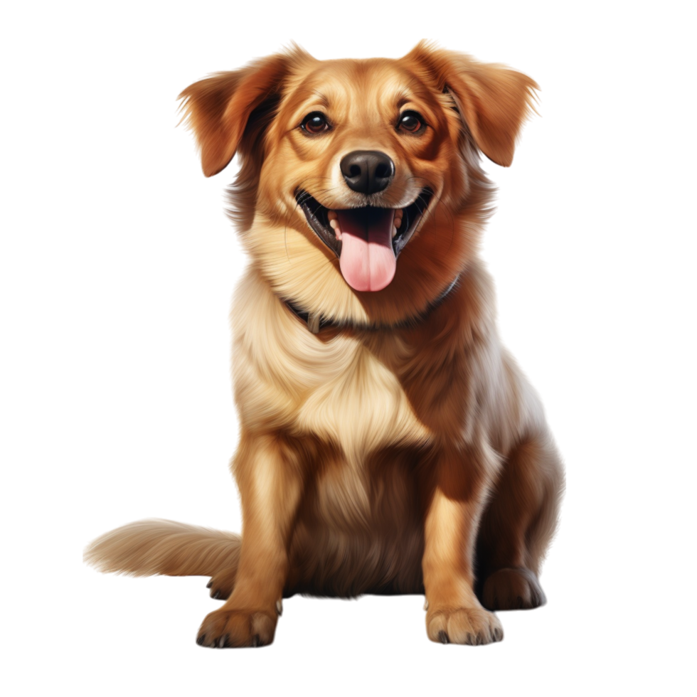 Friendly golden brown dog sitting a cheerful excited expression png