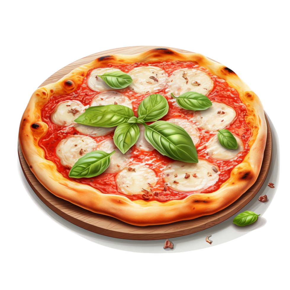 margherita pizza basil melted cheese png