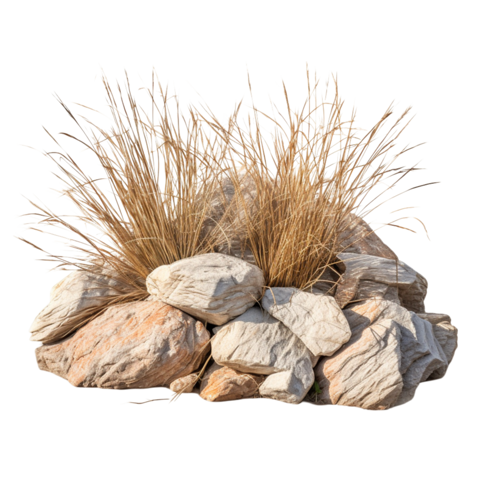 Cluster of rocks wild grass growing between the gaps png