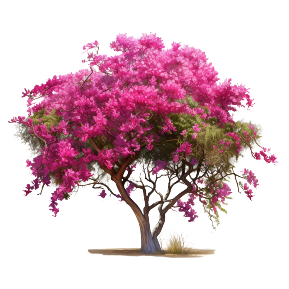 Majestic tree covered in pink blossoms branches spreading wide png