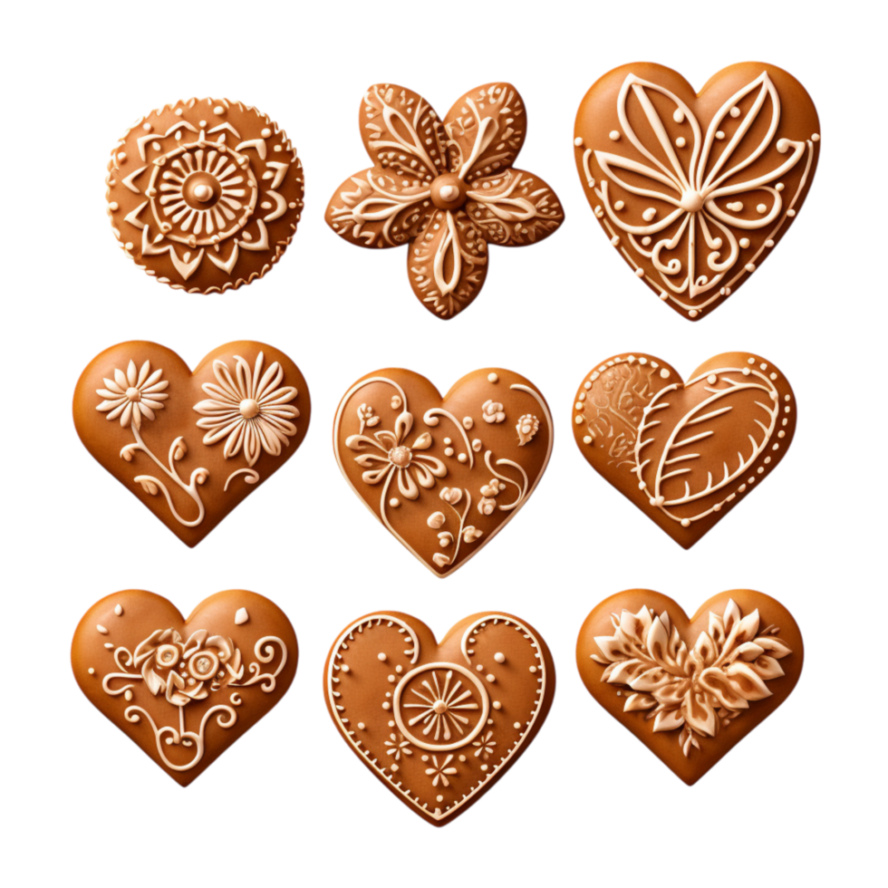 Collection of golden hearts floating in a circular pattern png
