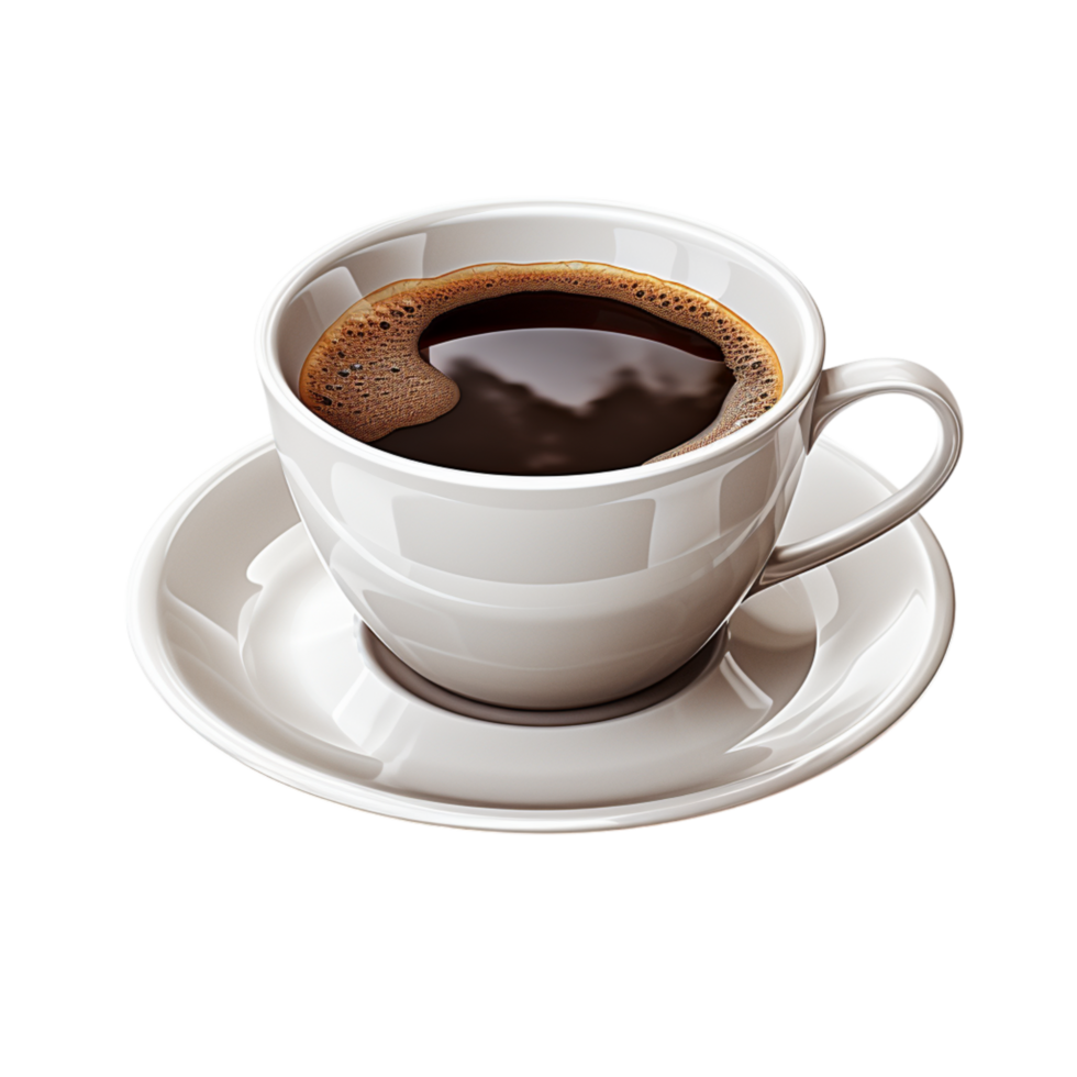 White porcelain cup filled ly brewed black coffee png
