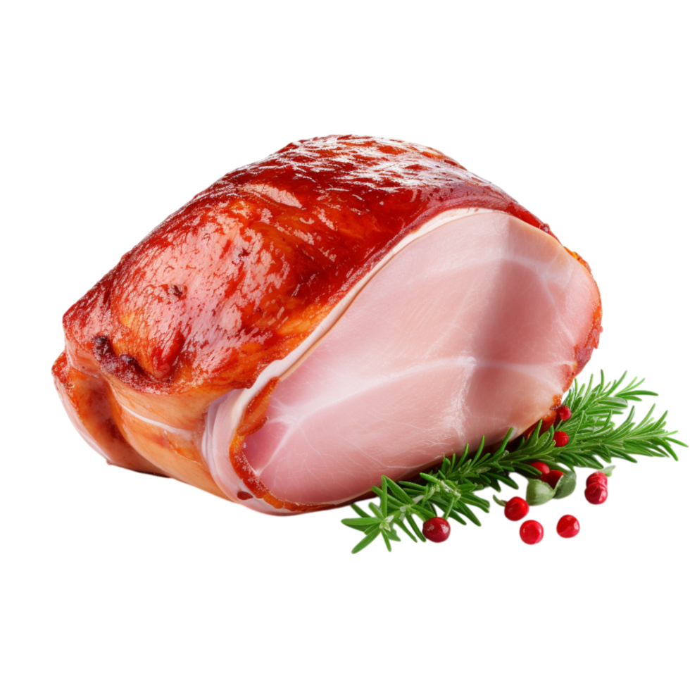 Juicy smoked ham garnished rosemary spices png