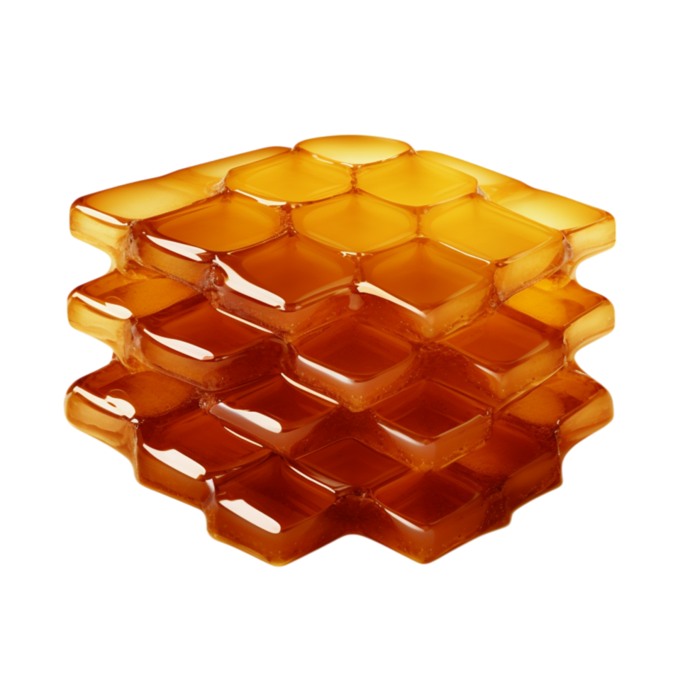 Stacked golden honeycomb a glossy texture png
