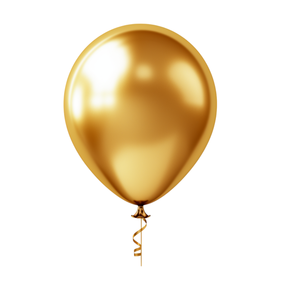 Metallic gold balloon floating a thin string attached png