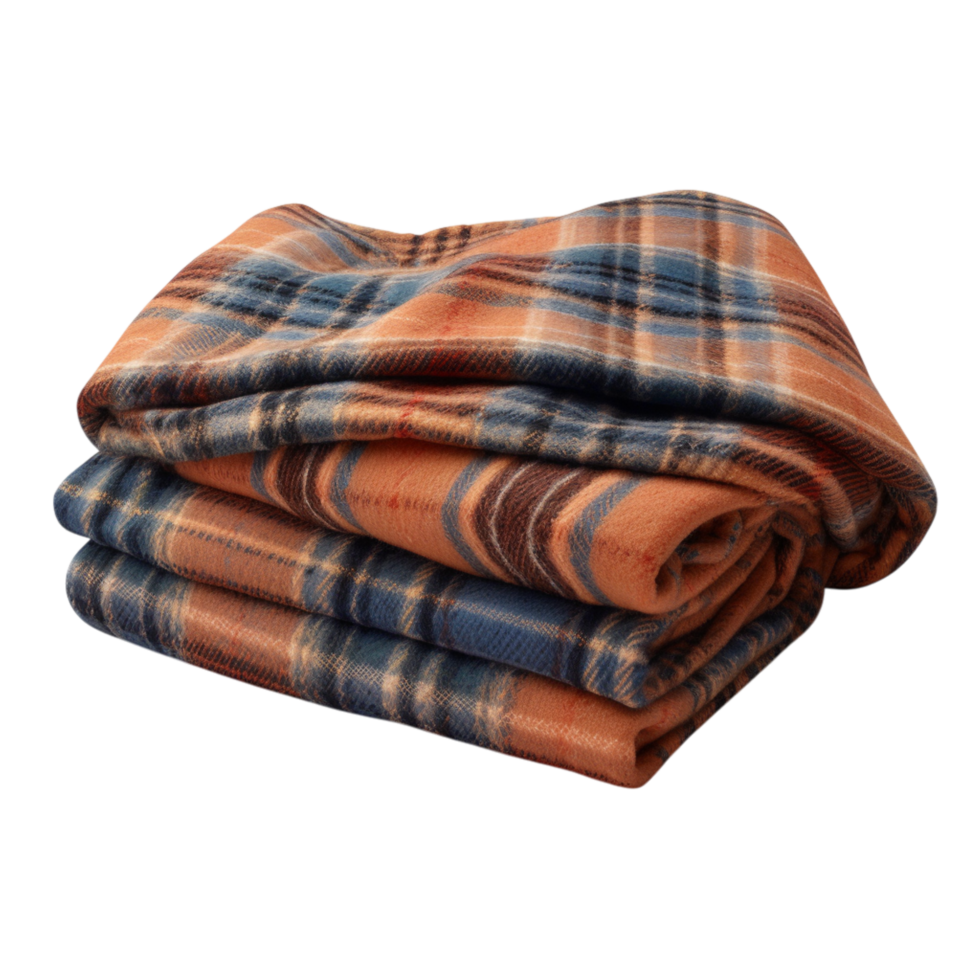 cozy folded plaid blanket a warm color scheme png
