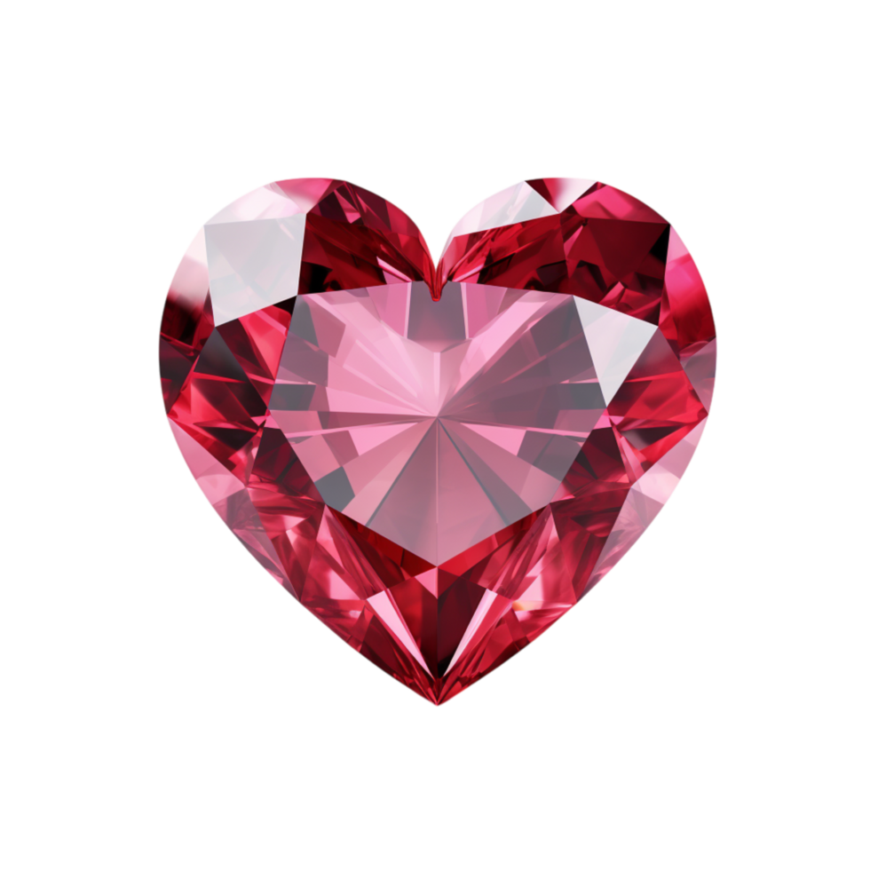 Sparkling pink gemstone heart a faceted crystal design png