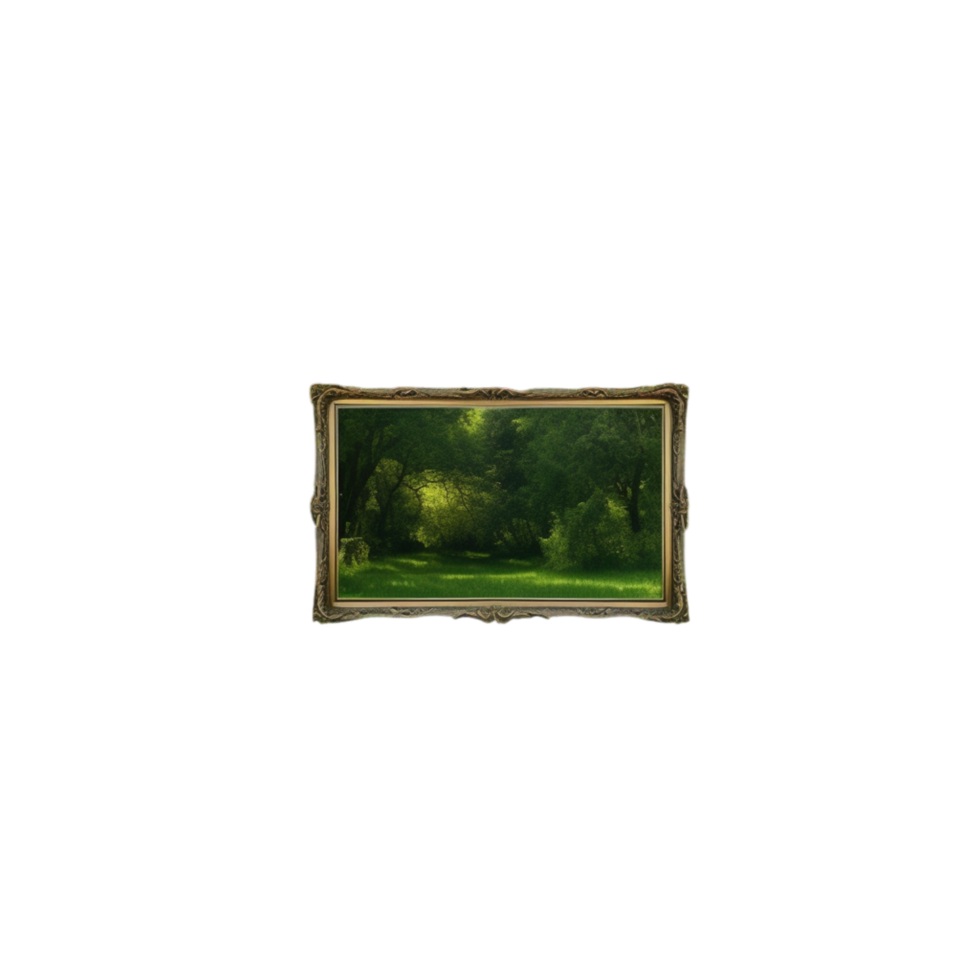 Small framed of a serene green lscape in a rk frame png