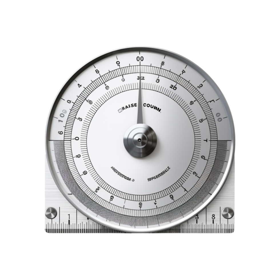 Precision metal protractor a rotating dial an adjustable ruler png