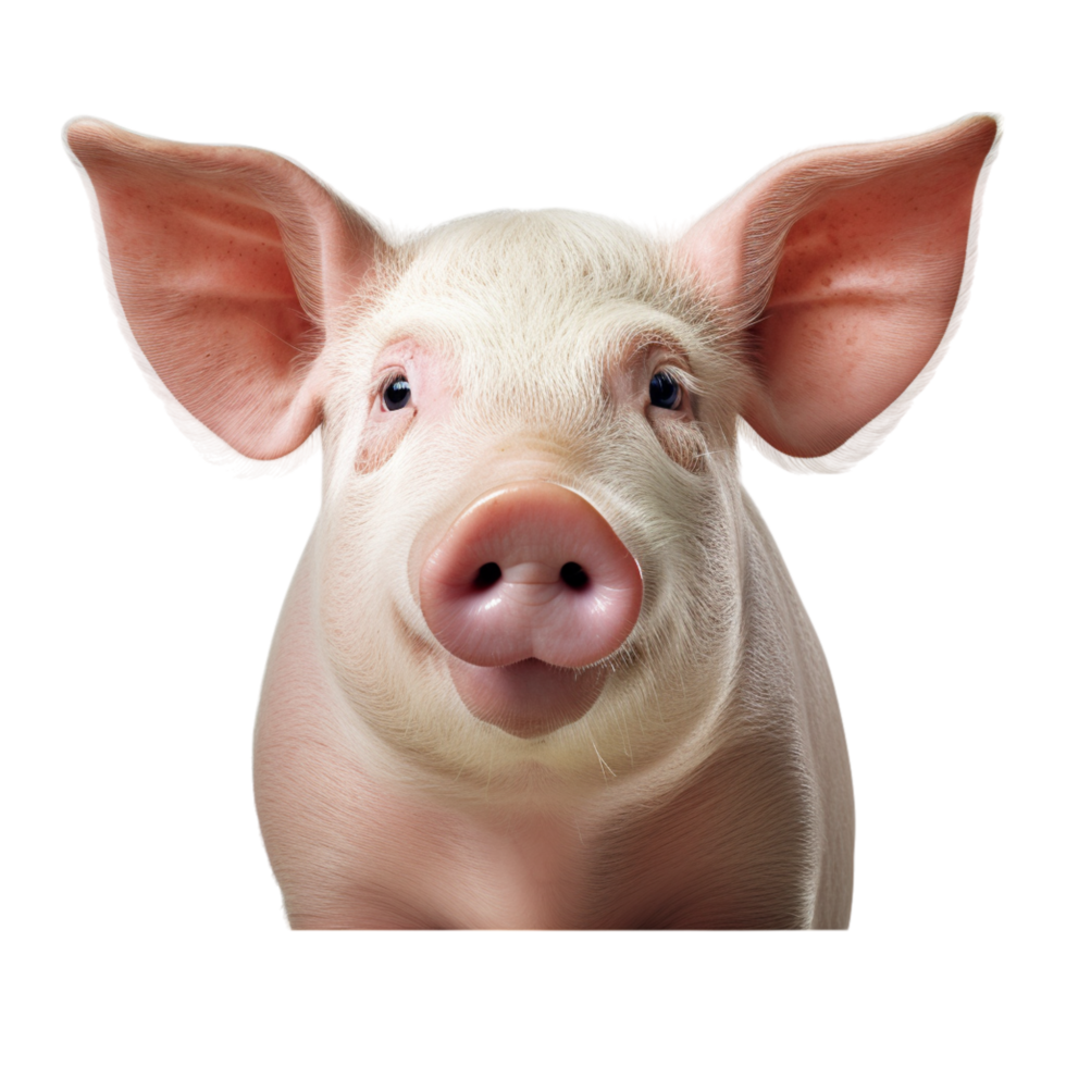 Cute pink pig a curious expression looking straight ahead png