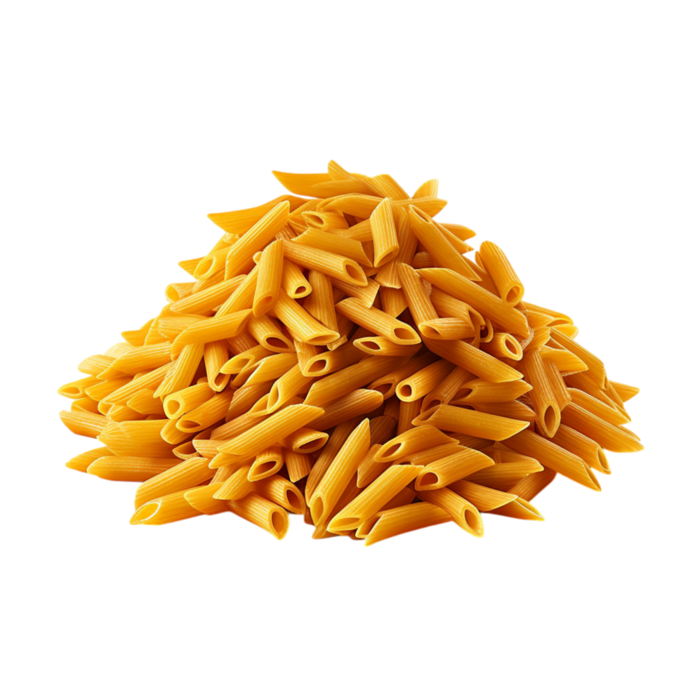 Pile of uncooked yellow penne pasta a texture png