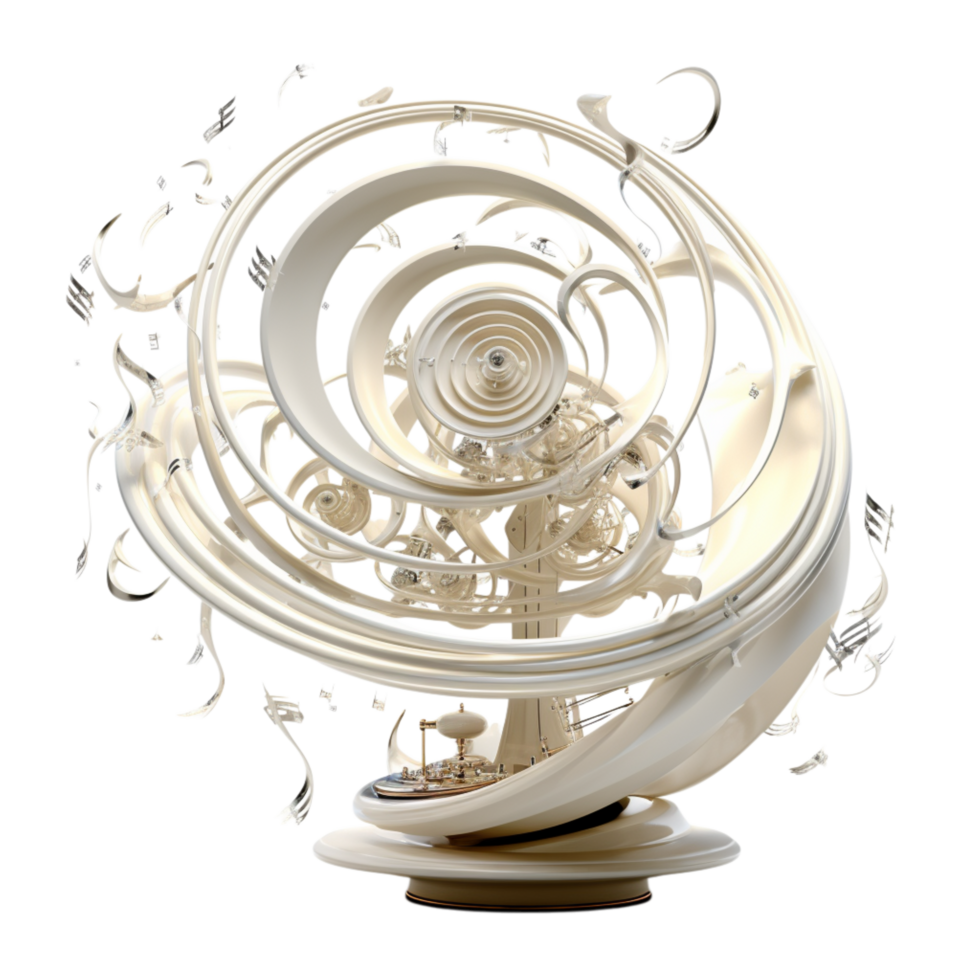 Abstract white futuristic sphere intricate swirling elements png