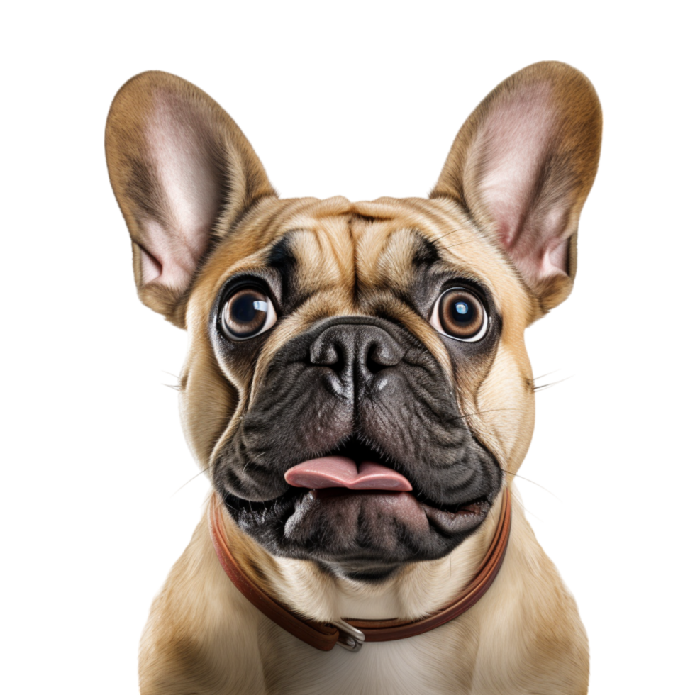 Adorable French bulldog making a funny face its tongue out png