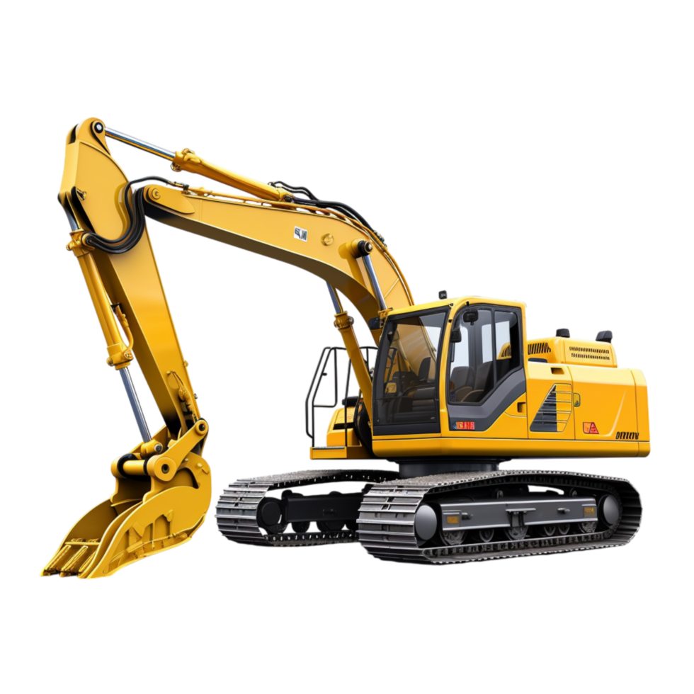 Large yellow excavator a powerful digging arms png