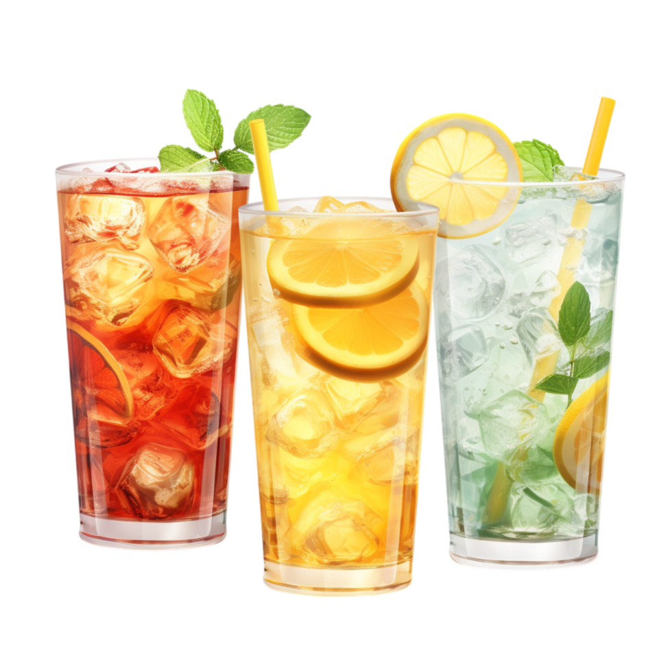 Reing iced beverages citrus slices mint leaves png