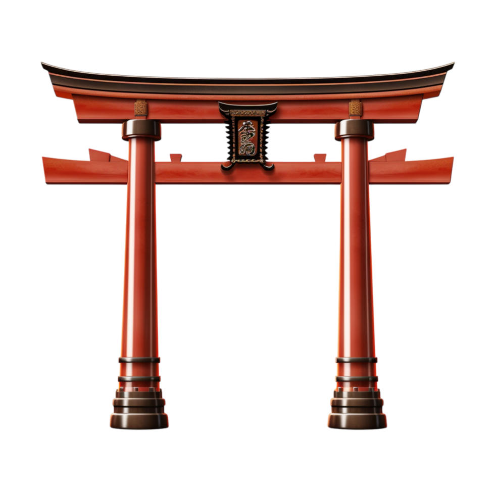 Traditional Japanese torii gate sting tall in red black png