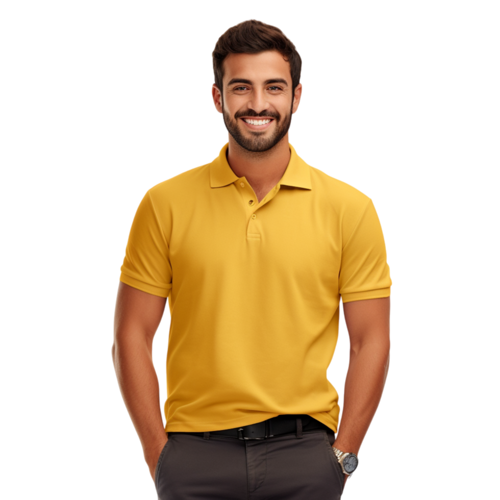 Hsome man wearing a yellow shirt a friendly smile png