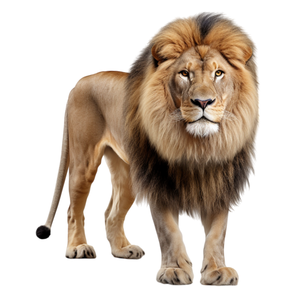 Powerful lion sting tall a thick golden mane png