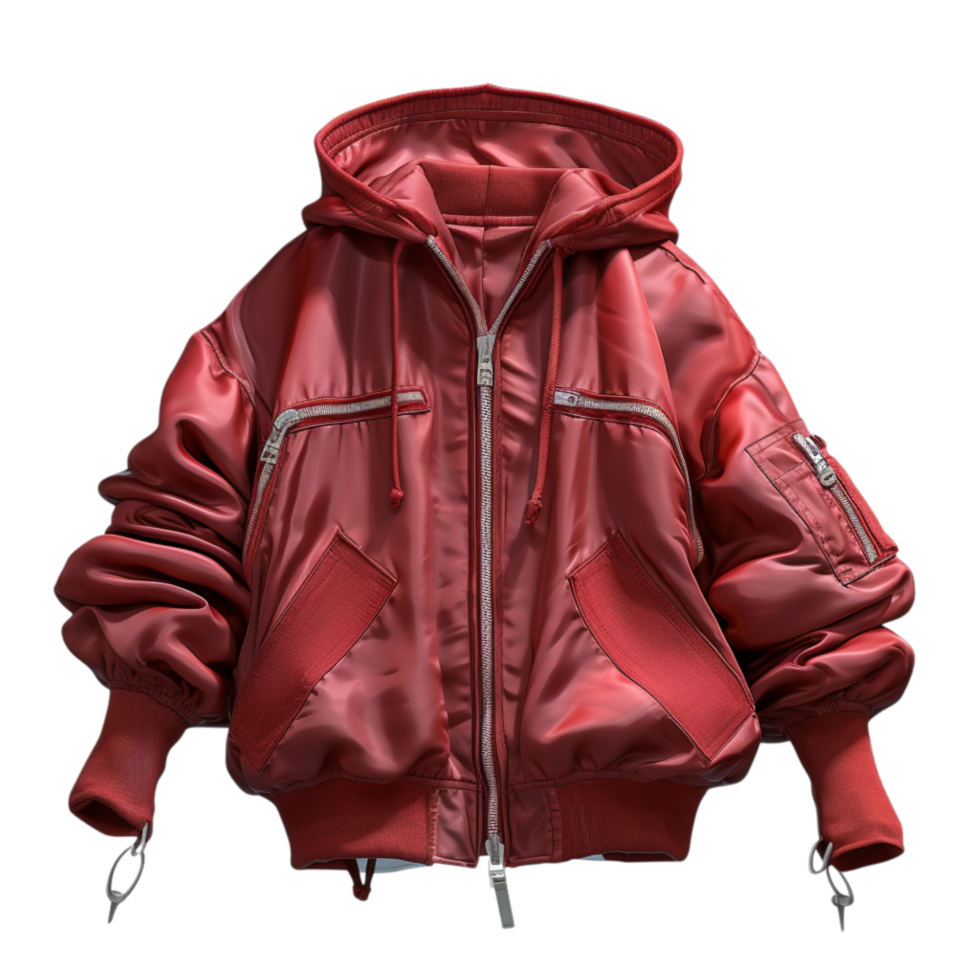 red puffer jacket a oversized fit png
