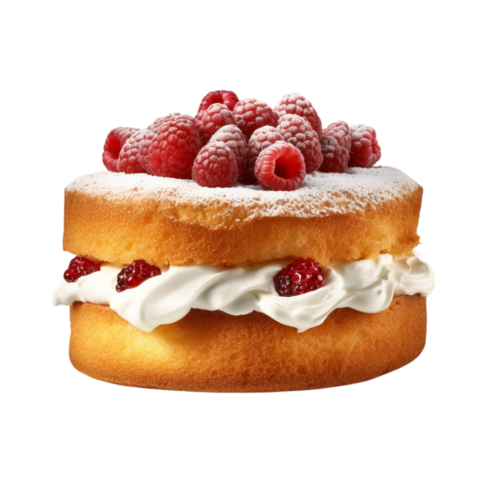 sponge cake whipped cream raspberries png