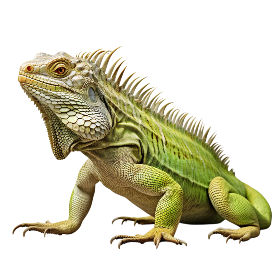 Green iguana scaly skin looks alert calm png