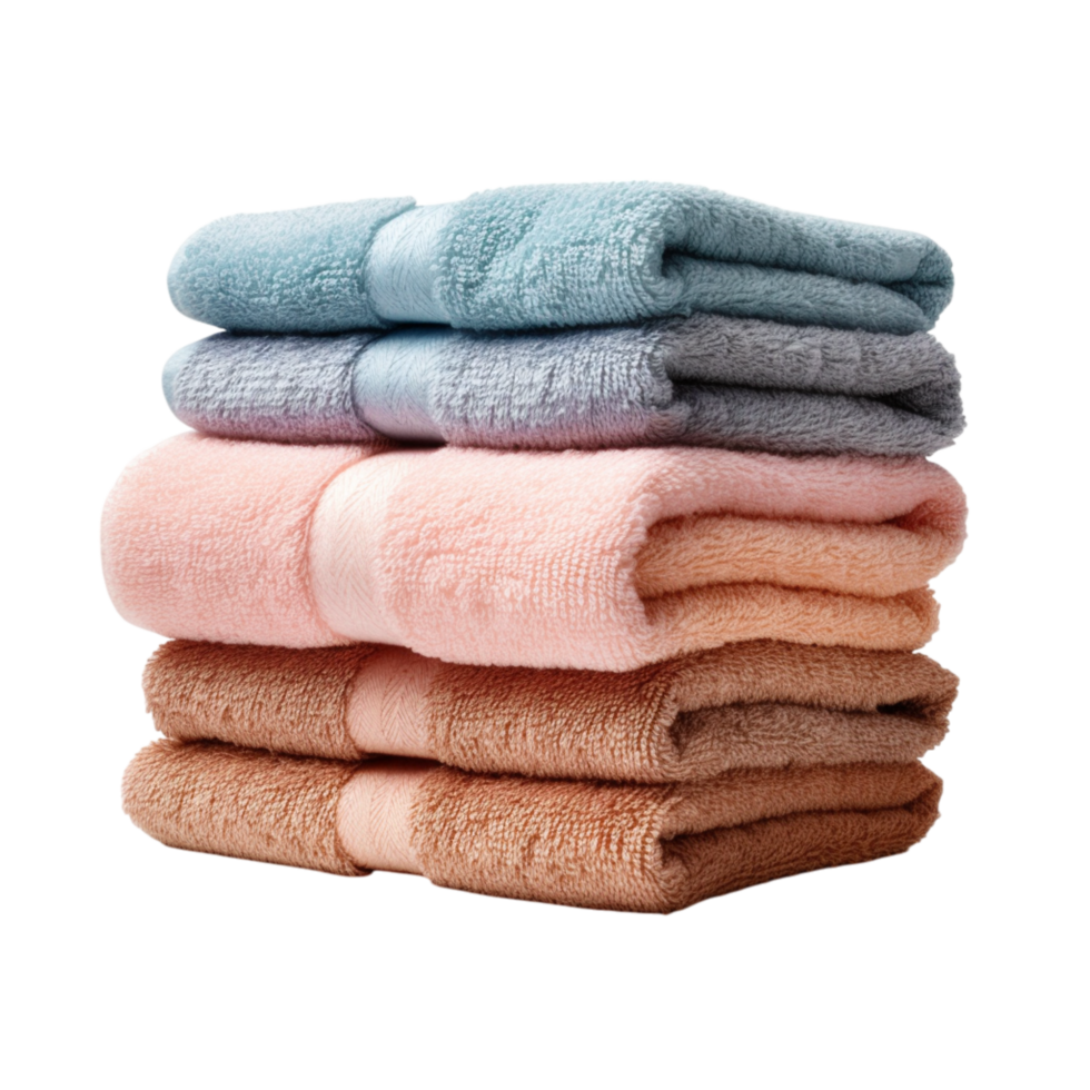 Stack of neatly folded pastelcolored towels looks inviting png
