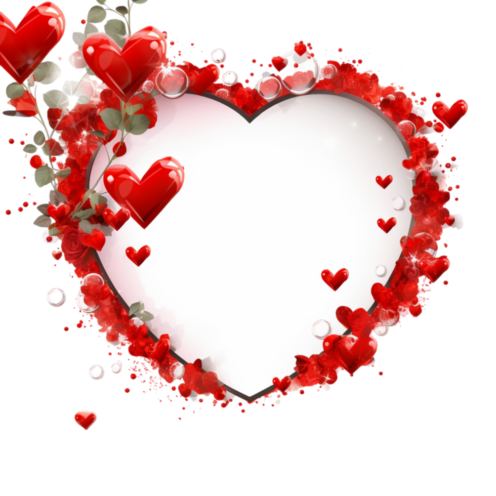 Heartshaped frame surrounded by floating red petals glowing accents looks magical dreamy png
