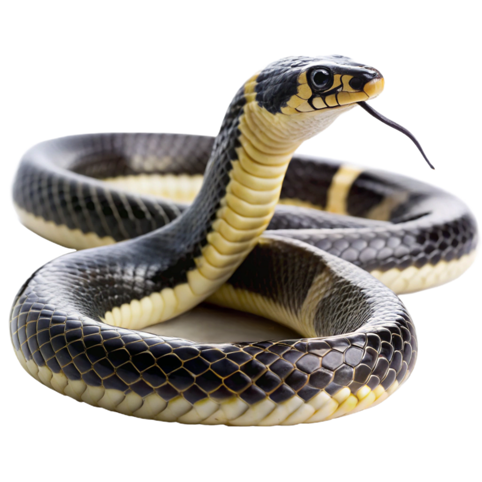 Indian krait snake is isolated on transparent background png