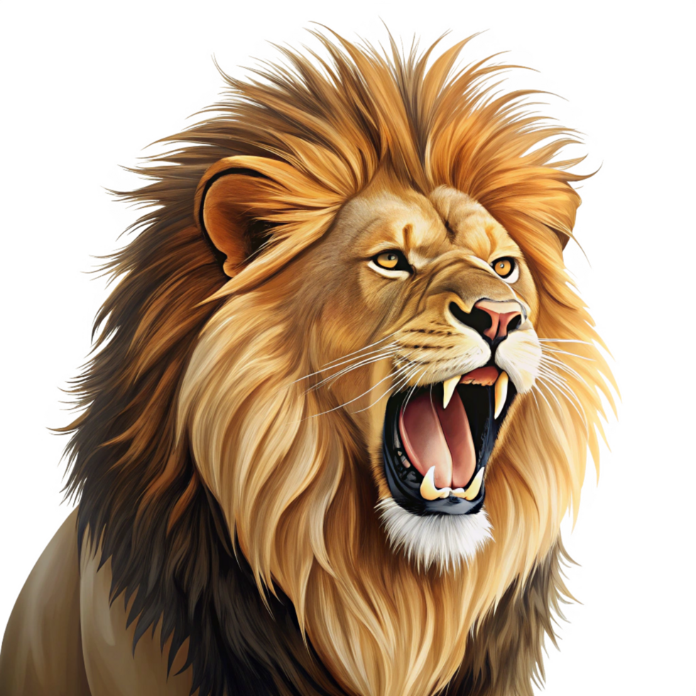 3d lion roar is isolated on transparent background png