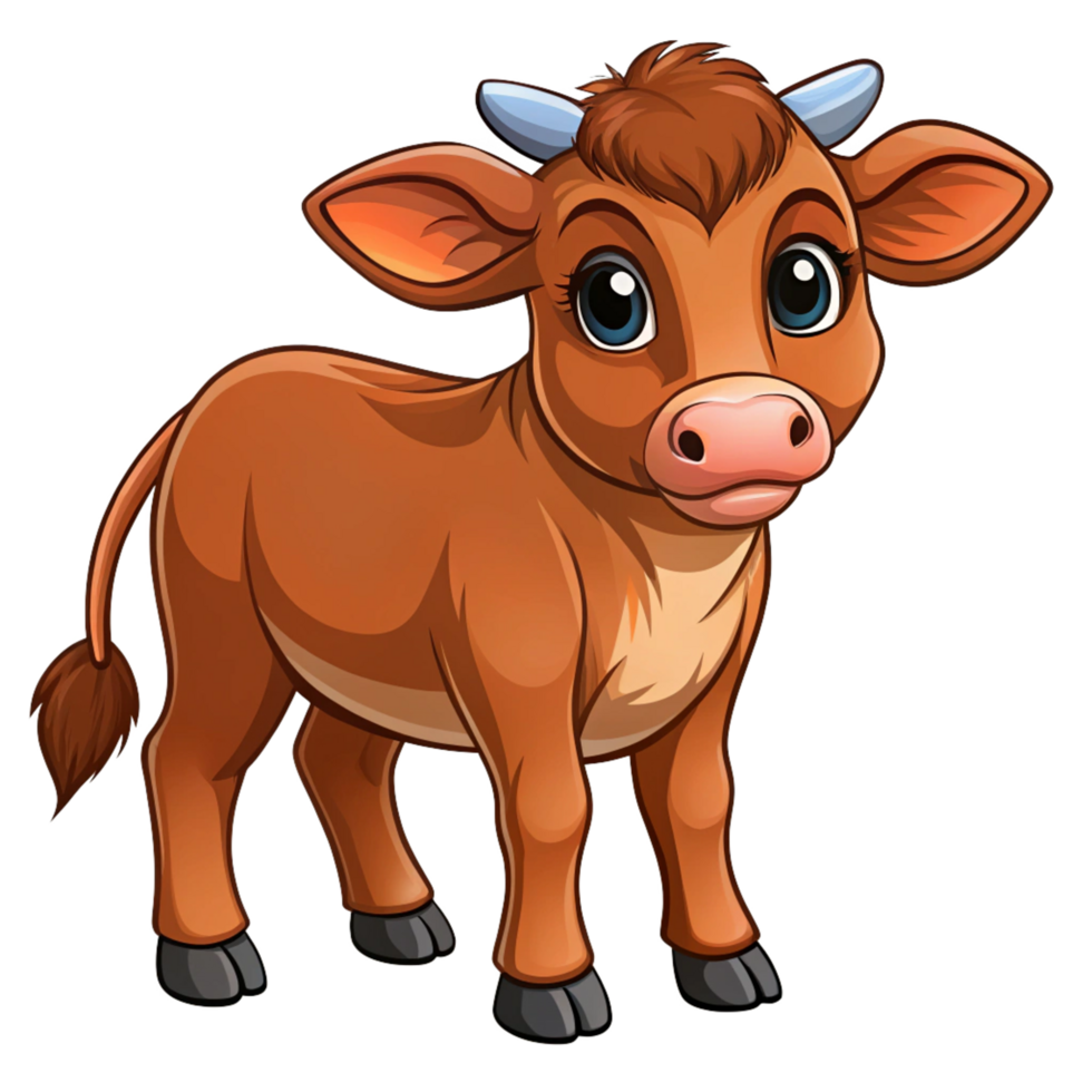 brown calf in the grass is isolated on transparent background png