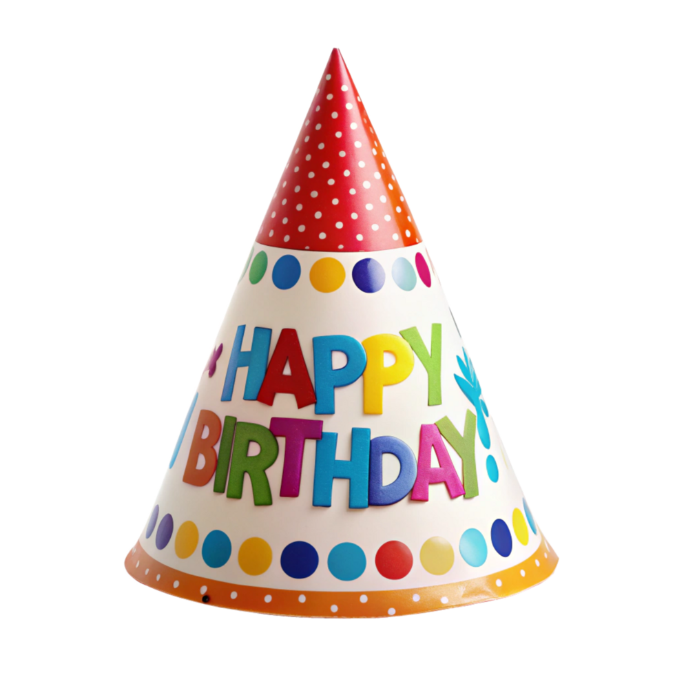 happy birthday hat is isolated on transparent background png
