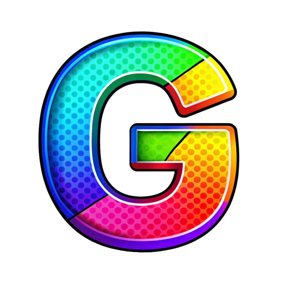 Colourful comic style alphabet G is isolated on transparent background png