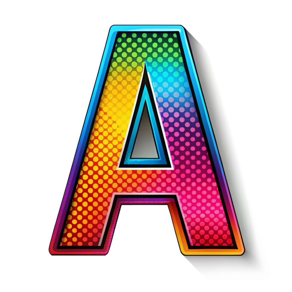 Colourful comic style alphabet A is isolated on transparent background png