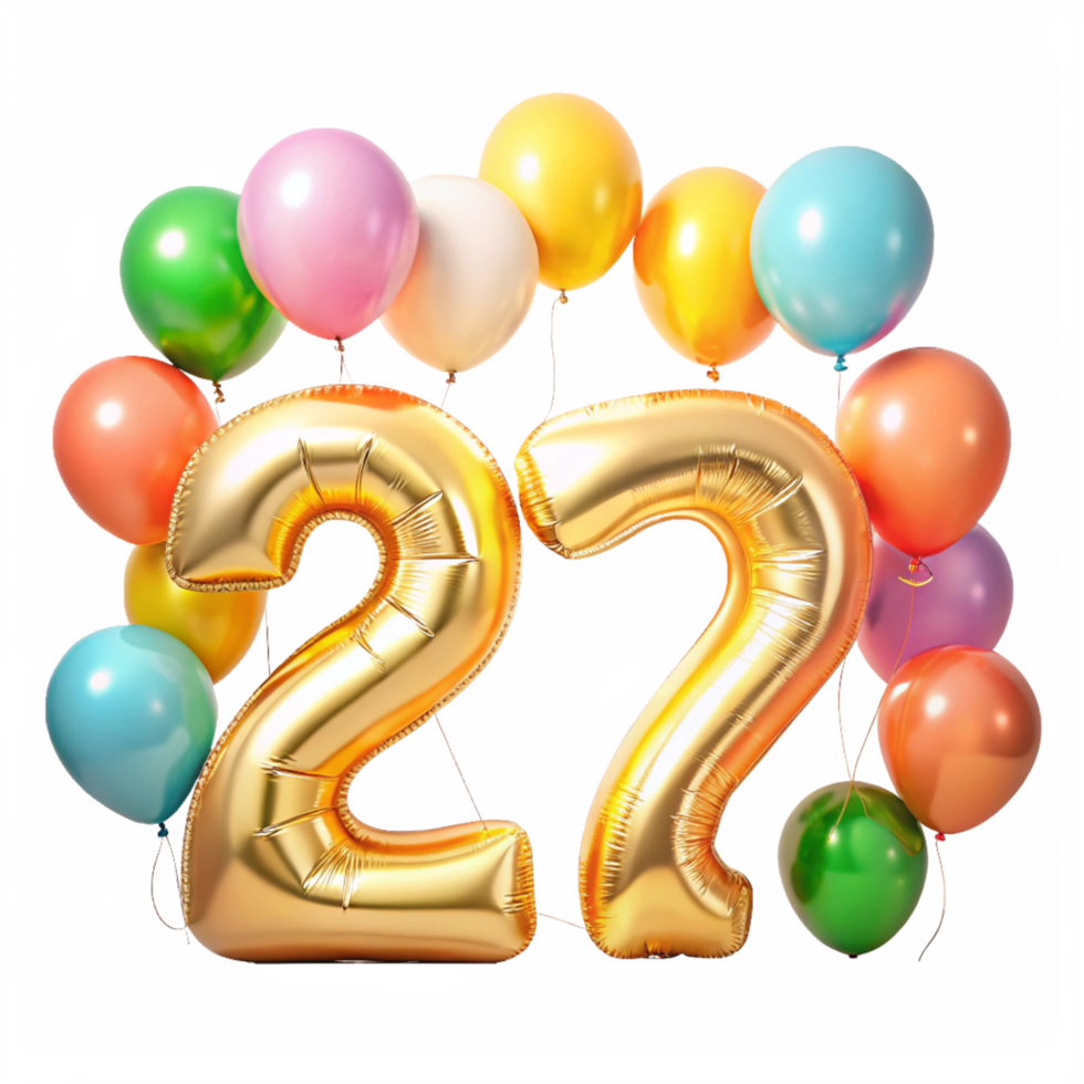 Number twenty seven with Birthday Balloons is isolated on transparent background png