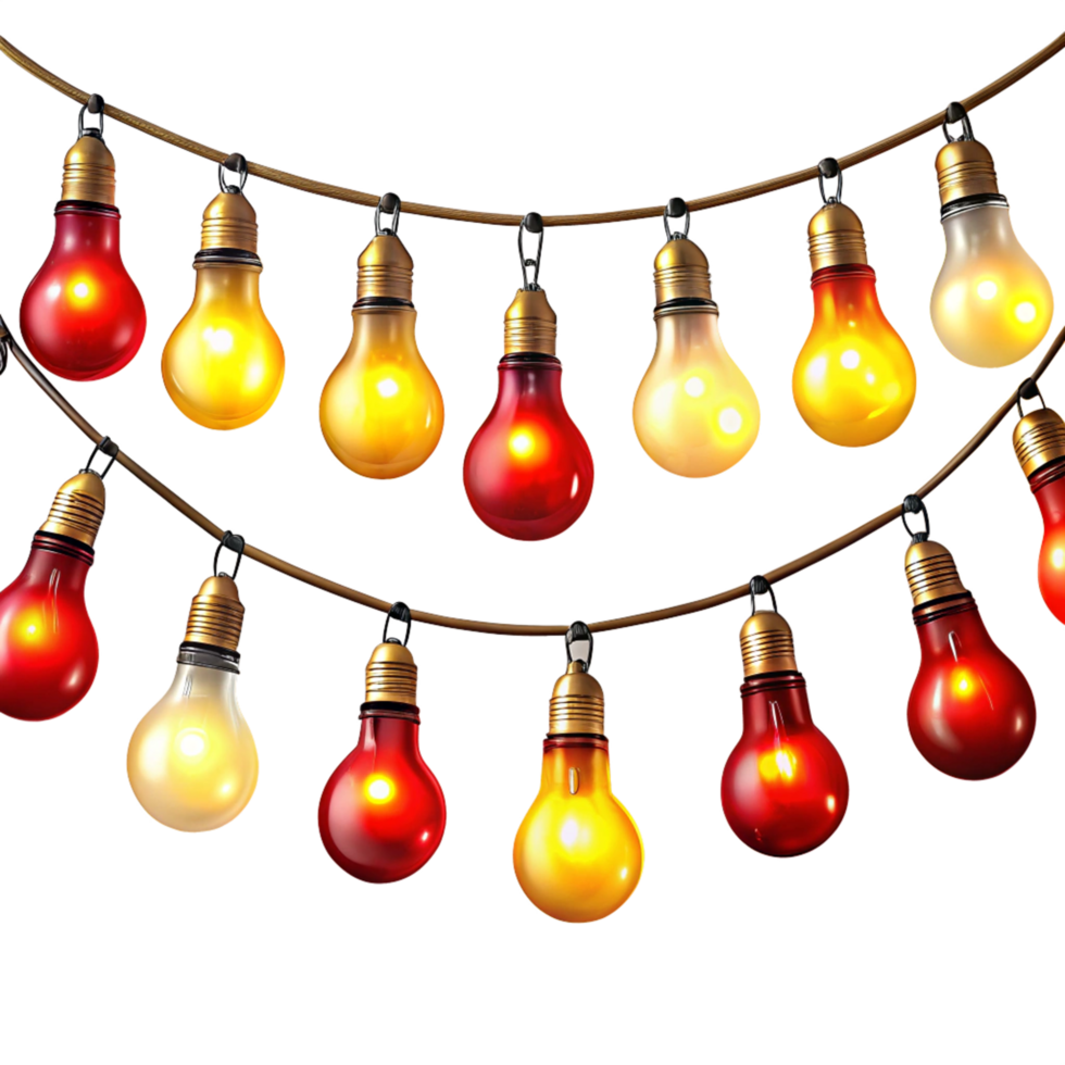 a set of glowing yellow and red bulb is isolated on transparent background png