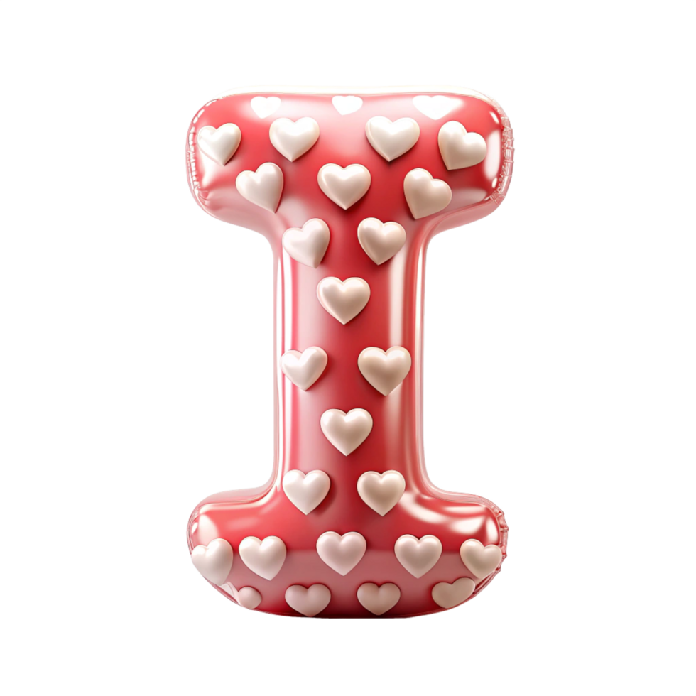 alphabet i in the shape of Balloon and hearts in the balloon is isolated on transparent background png