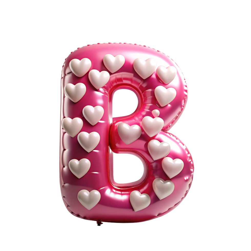 alphabet B in the shape of Balloon and hearts in the balloon is isolated on transparent background png