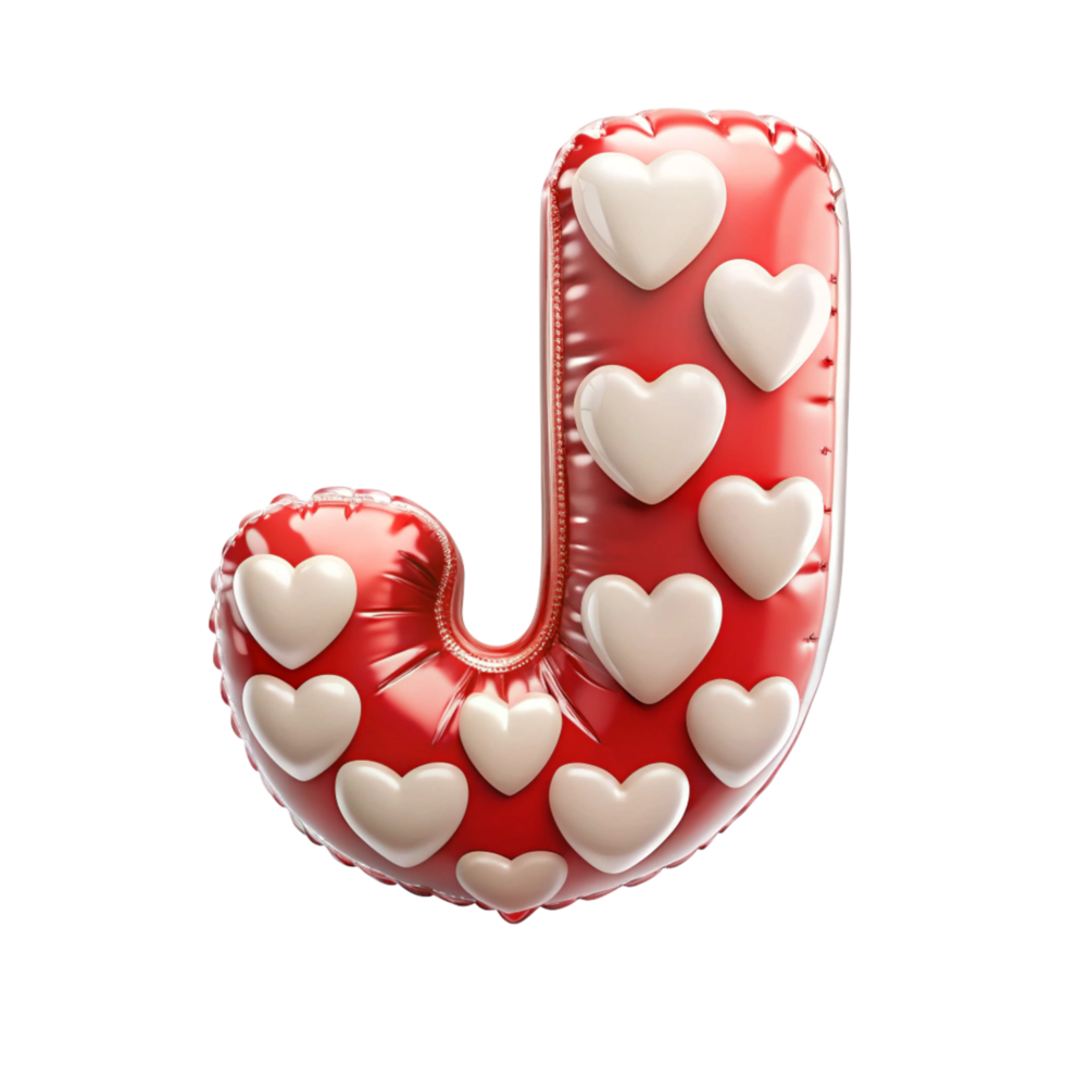 alphabet J in the shape of Balloon and hearts in the balloon is isolated on transparent background png