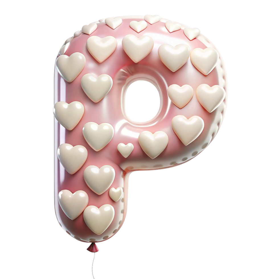 red alphabet K in the shape of Balloon and hearts in the balloon is isolated on transparent background png