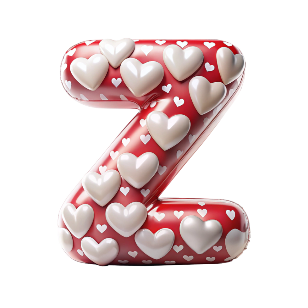 alphabet Z in the shape of Balloon and hearts in the balloon is isolated on transparent background png